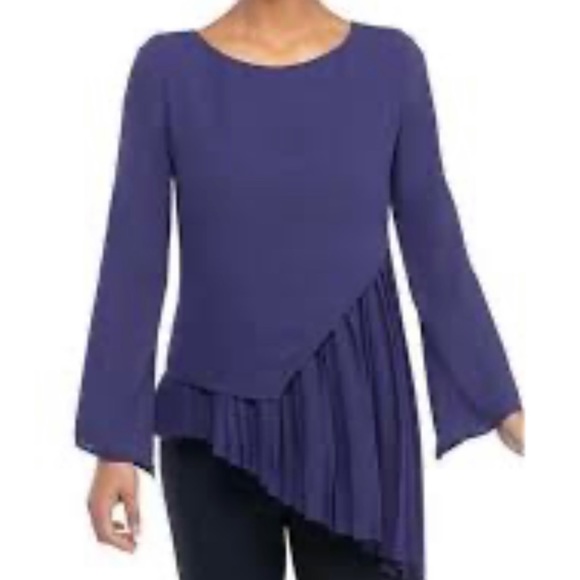 The Limited Tops - The Limited Women’s Astral Aura Asymmetrical Pleated Long Sleeve Tunic Top XL